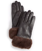 Cole Haan Women's Faux-Fur-Cuff Leather Gloves