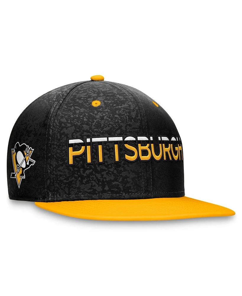 Fanatics Men's Black/Gold Pittsburgh Penguins Authentic Pro Rink Two-Tone Snapback Hat