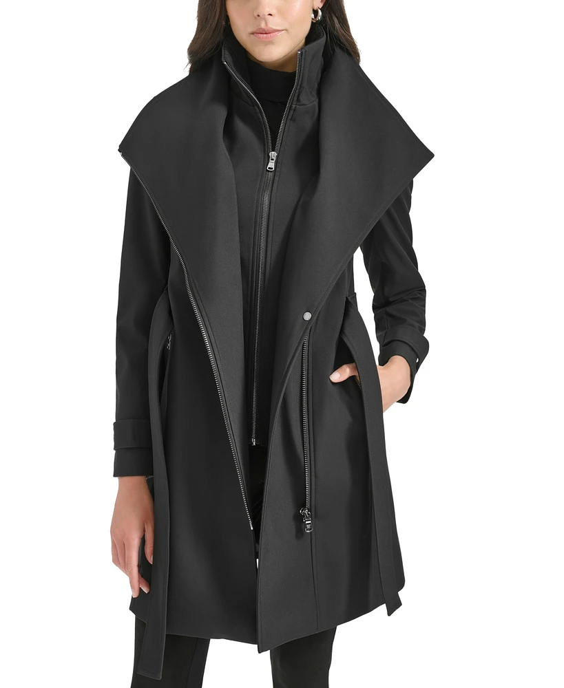 Calvin Klein Petite Belted Long-Sleeve Wrap Coat