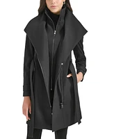 Calvin Klein Petite Belted Long-Sleeve Wrap Coat