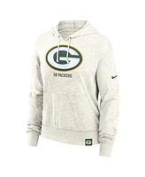 Nike Women's Cream Green Bay Packers Gym vintage-like Logo Pullover Hoodie