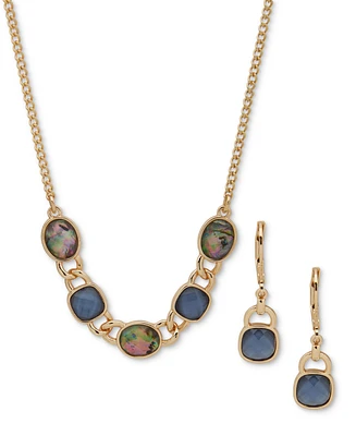 Anne Klein Gold-Tone Stone Statement Necklace & Drop Earrings Set