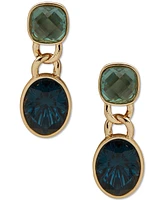 Anne Klein Gold-Tone Square & Oval Stone Drop Earrings