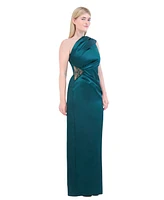 Eliza J Women's Embellished One-Shoulder Satin Gown