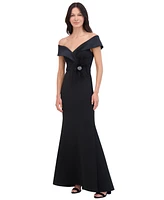 Eliza J Women's Off-The-Shoulder Crossover-Neck Gown