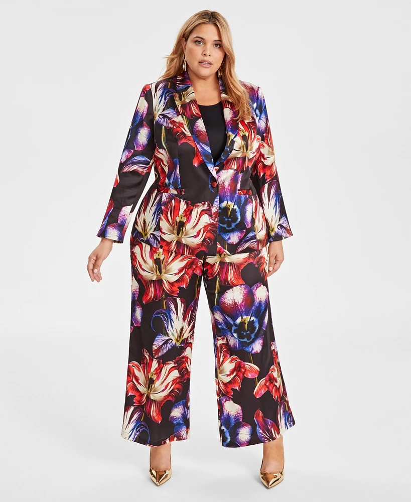 I.n.c. International Concepts Women's Printed Satin Blazer, Created for Macy's
