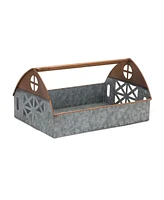 Slickblue Galvanized Metal Barn Caddy Tray (Set of 2)