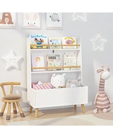 Streamdale Furniture Sturdy Kids Bookshelf w/ Storage Bin & Wall Anchor White 2-Tier