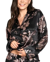 Midnight Bakery Women's 2-Pc. Floral Hammered Satin Pajamas Set