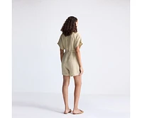 Reistor Women's V neck Drawstring Romper