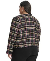 Karl Lagerfeld Paris Plus Tweed Open-Front Jacket, Created for Macy's