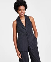 Bar Iii Women's Pinstriped Longline Vest, Created for Macy's