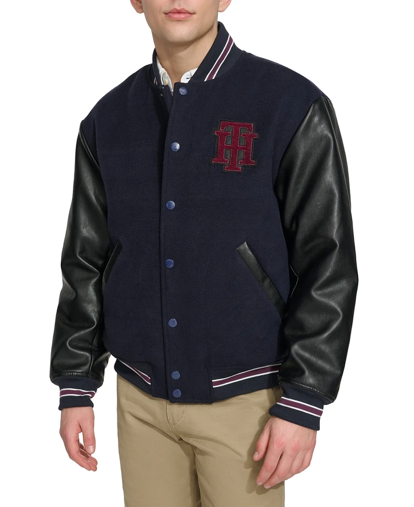 Tommy Hilfiger Men's Wool Mix Logo Varsity Jacket