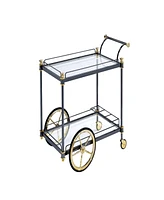 Simplie Fun Cyrus Serving Cart, Black/Gold & Clear Glass