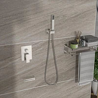 12" Rain Shower Head Systems With Waterfall Tub Spout, Brushed Nickel, Wall Mounted Shower 0000