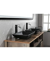 Streamdale Furniture Black Matte Rectangular Vessel Sink with Faucet and Drain