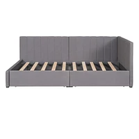 Streamdale Furniture Twin Size Daybed with Storage Drawers, Gray Linen