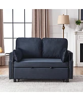 Streamdale Furniture 50" Velvet Sleeper Sofa with Storage and Pull-out Bed