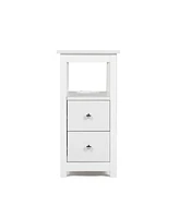 Streamdale Furniture End Table With Charging Station, Narrow Sofa Side Table, Wooden Nightstand, Bedroom, White