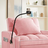 Streamdale Furniture Convertible 3-In-1 Sofa Bed, Pink, Multi-Pockets