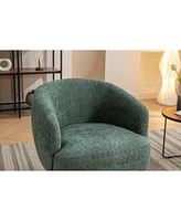 Streamdale Furniture Chenille Fabric Accent Swivel Chair With Gold Metal Round Base, Green