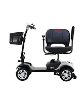 Simplie Fun Four Wheels Compact Travel Mobility Scooter With 300W Motor For Adult-300Lbs, Silver