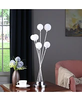 Streamdale Furniture 27.5" In 6-Light Acrylic Globe Aluminun Led Chrysanthe Silver Chrome Metal Table Lamp