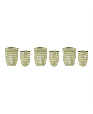 Slickblue Set of 6 Striped Vase Planters for Contemporary Indoor and Outdoor Decor