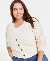 On 34th Trendy Plus Pointelle-Stitch Cardigan, Created for Macy's