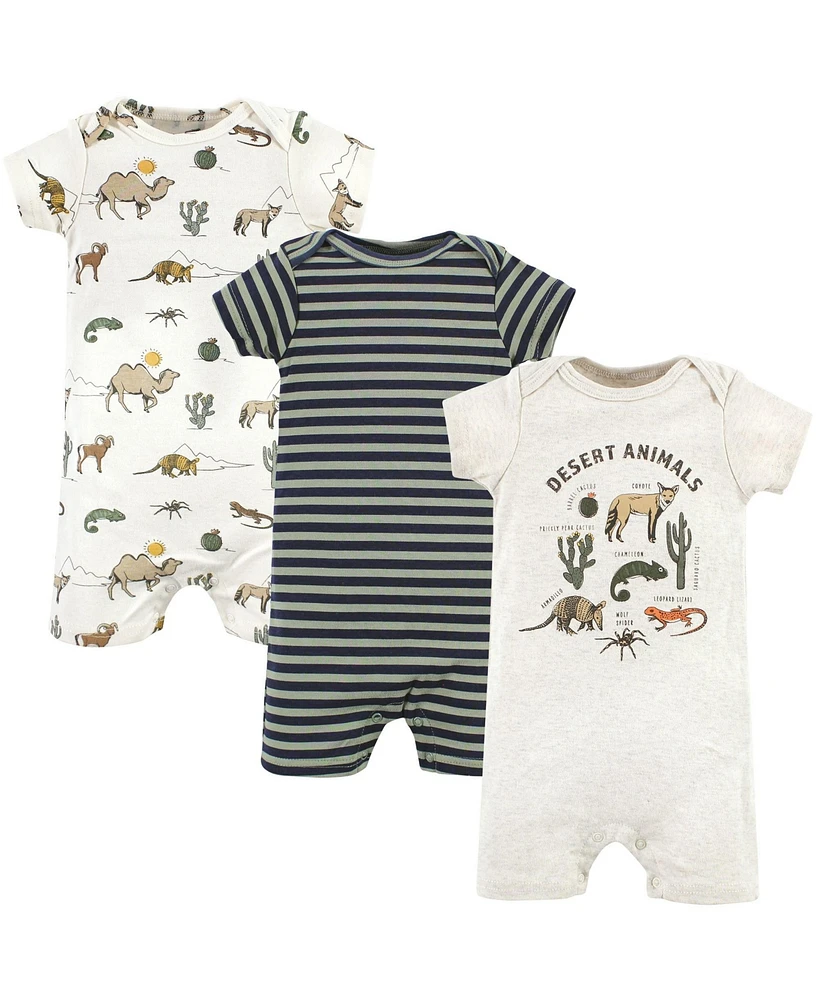 Hudson Baby Baby Boys Hudson Cotton Rompers, Desert Animals