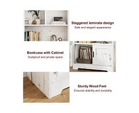 gaomon Doors Modern Bookshelf with Led Lights Wooden