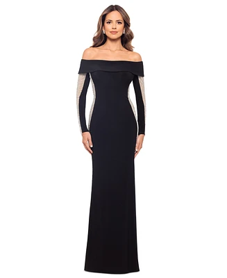 Xscape Women's Embellished Off-The-Shoulder Gown