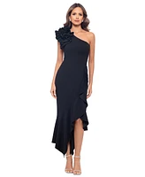 Xscape Women's One-Shoulder Asymmetric Midi Dress