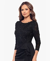 Xscape Women's Long-Sleeve Ruffled Lace Midi Dress