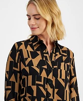 Ak Anne Klein Petite Geometric-Print Shirt