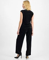 Ak Anne Klein Cowl Neck Shell Top Wide Leg Pull On Pants