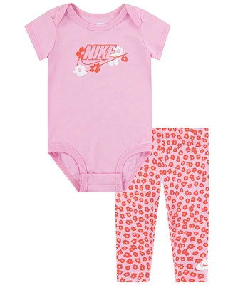 Nike Baby Girls Bodysuit and Floral Leggings Set