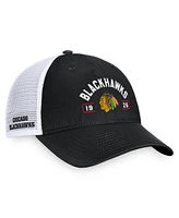 Fanatics Men's Black/White Chicago Blackhawks Free Kick Trucker Adjustable Hat