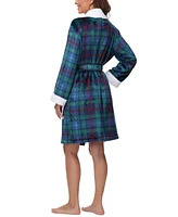 Holiday Lane Plush Printed Short Shawl-Collar Robe, Exclusively at Macy's