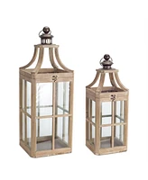 Slickblue Modern Wood Lantern With Curved Top (Set of 2)