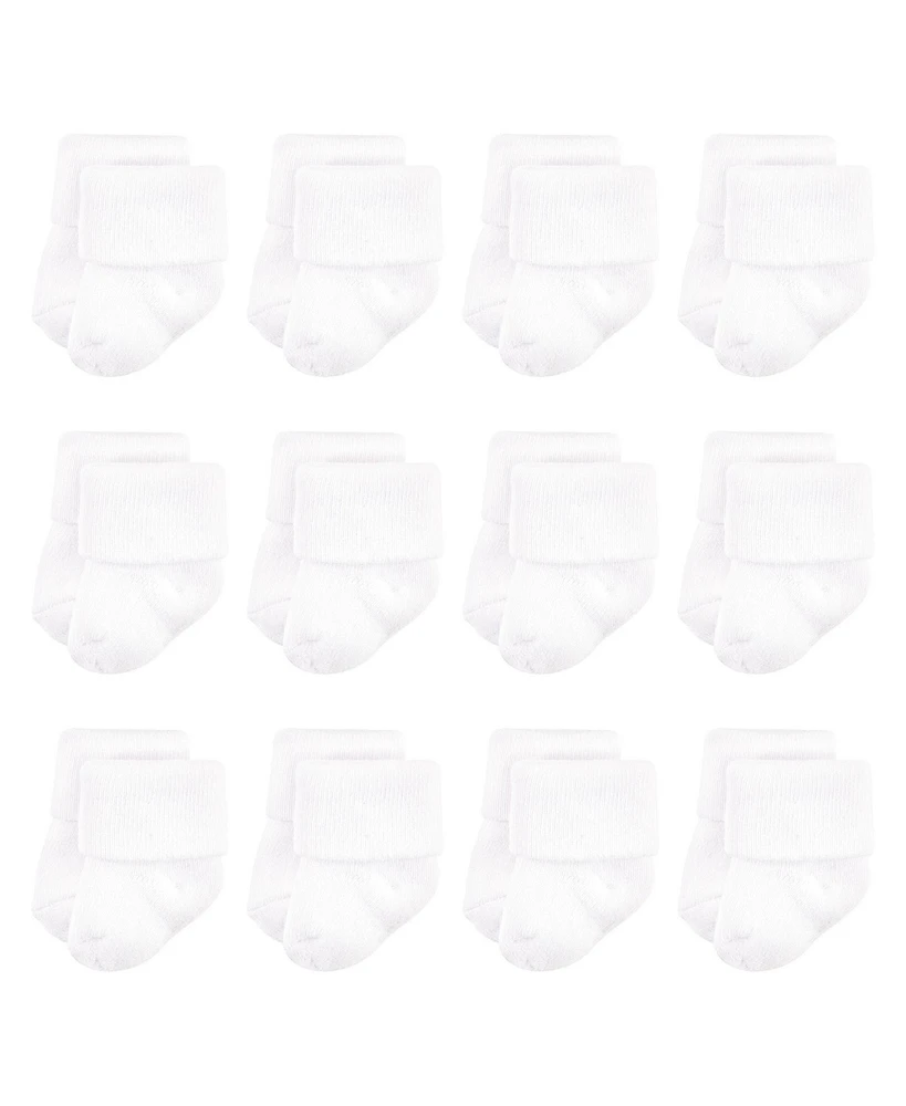 Luvable Friends Baby Boys Unisex Newborn Terry Socks, White