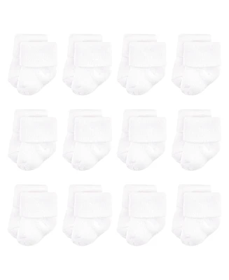 Luvable Friends Baby Boys Unisex Newborn Terry Socks, White