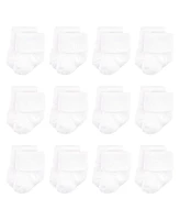 Luvable Friends Baby Boys Unisex Newborn Terry Socks, White