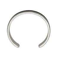 Chisel Stainless Steel with Textured Leather Inlay Cuff Bangle