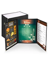 Yescom 8.5X11" View Triple Fold Double Stitch Trim Cafe Restaurant 30 Menu Cover Black