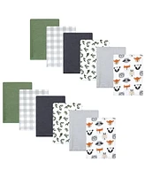 Hudson Baby Unisex Baby Cotton Flannel Burp Cloths Bundle, Woodland Faces, One Size