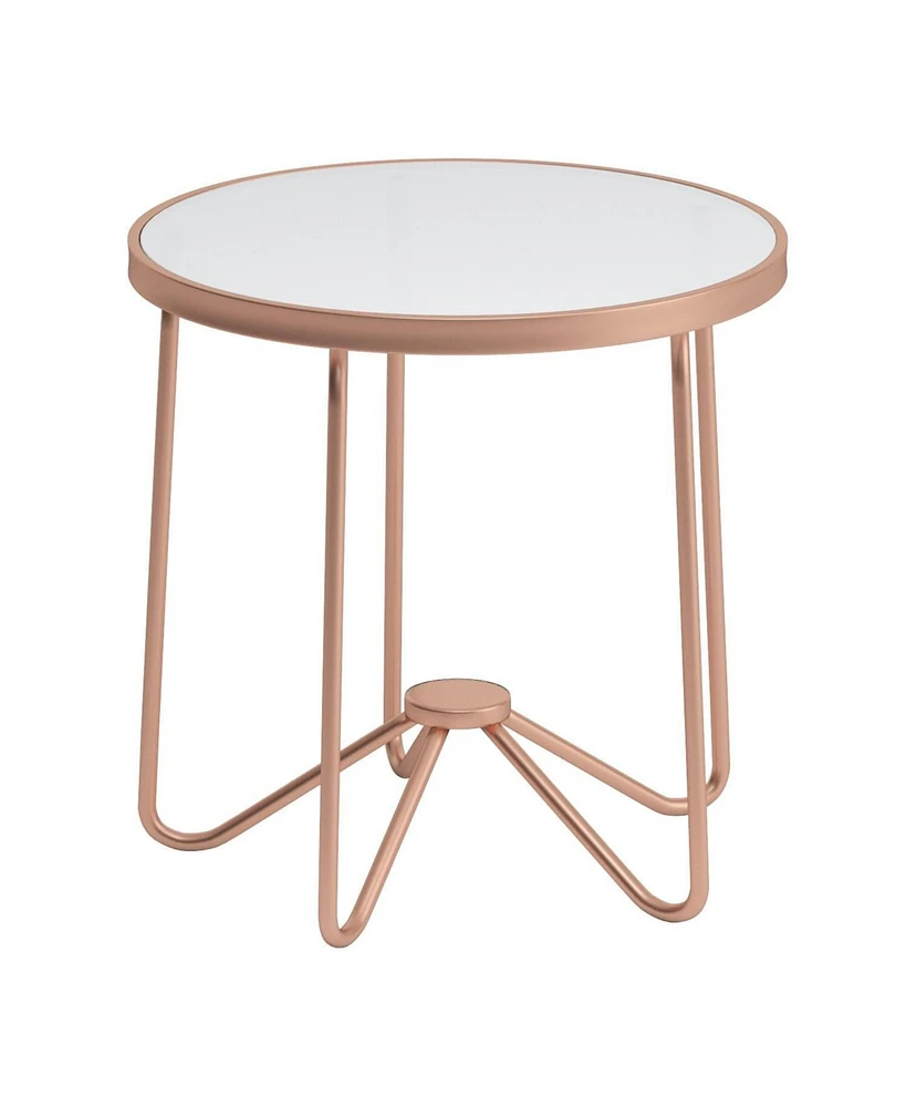 Simplie Fun Alivia End Table in Rose Gold & Frosted Glass