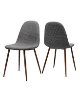 Simplie Fun Two Light Grey Fabric Dining Chairs with Iron Legs