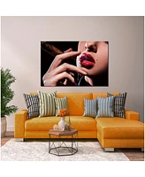 Simplie Fun Red Lip Cigar Acrylic Wall Art (32 H X 48 W)