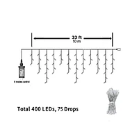 Cowin 33ft 400 Led Outdoor String Icicle Lights Warm Lights